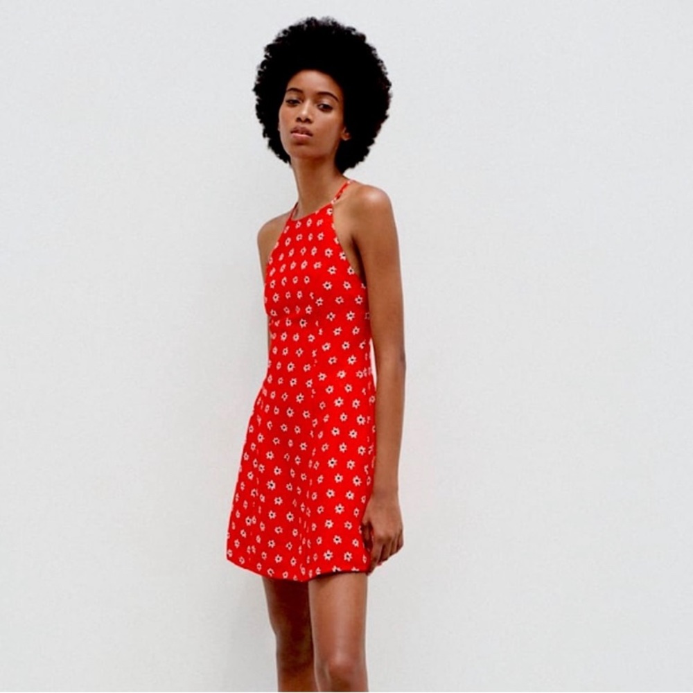 Mini red floral sun dress
